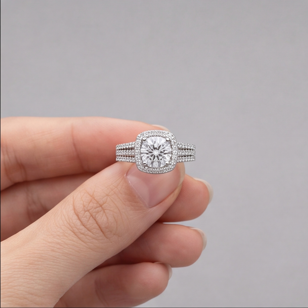 2.90 Ct. Lab-Grown Diamond Halo Ring Round Cut (VS-EF)