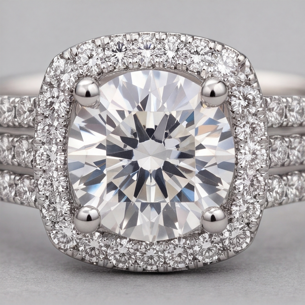 2.90 Ct. Lab-Grown Diamond Halo Ring Round Cut (VS-EF)
