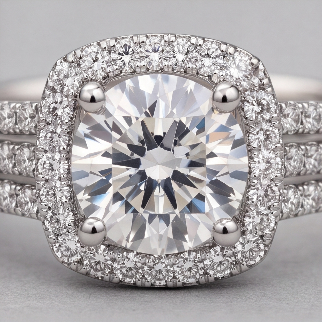 2.90 Ct. Lab-Grown Diamond Halo Ring Round Cut (VS-EF)