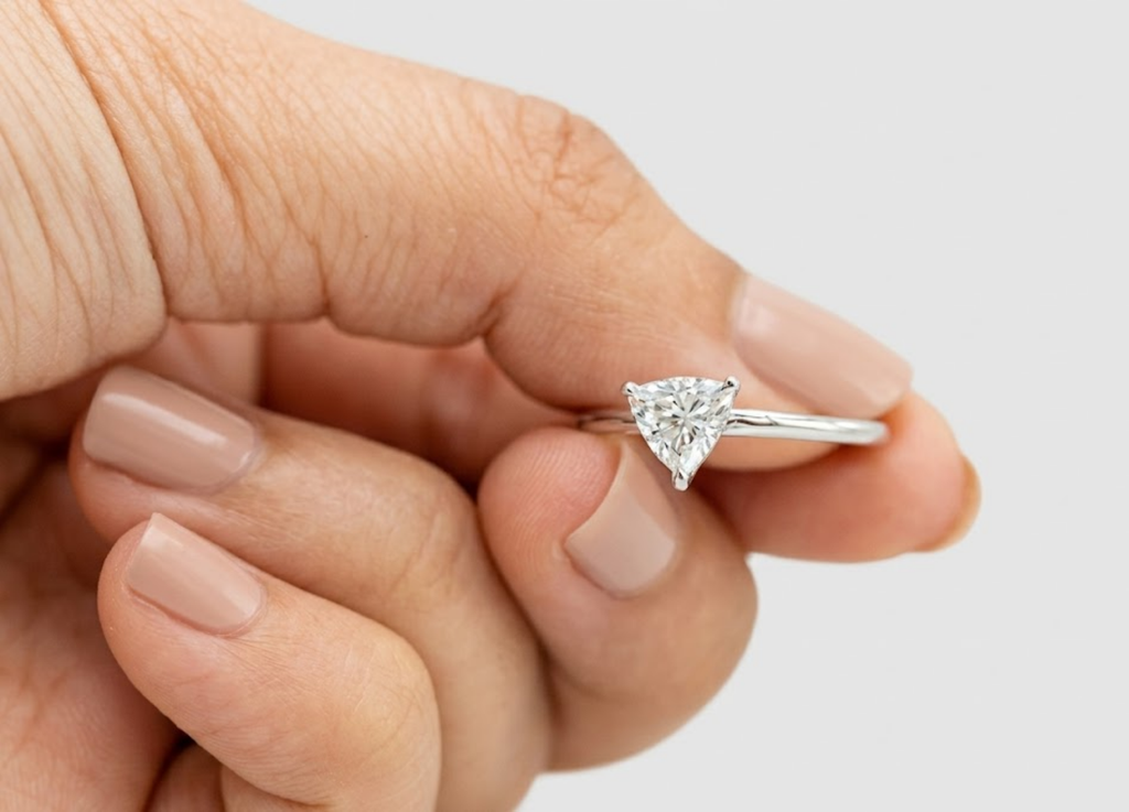 Trillion Cut Solitaire Lab Grown Diamond Engagement Ring in Gold -  1.00tcw (VS- EF)