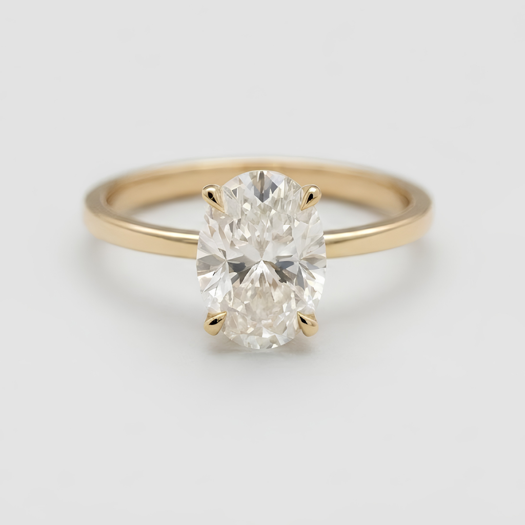 3Ct. ( VS- EF) Oval Cut Solitaire Lab Grown Diamond Engagement Ring
