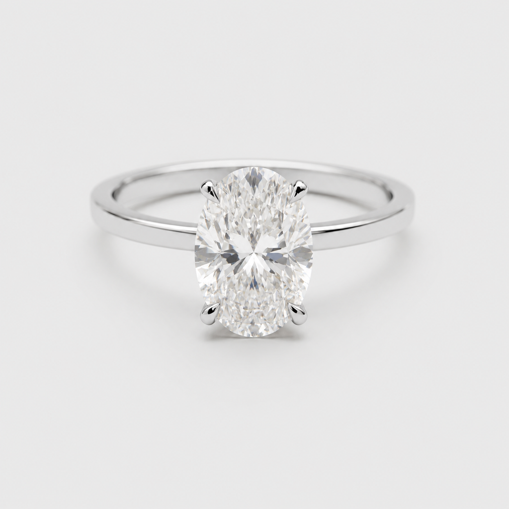 3Ct. ( VS- EF) Oval Cut Solitaire Lab Grown Diamond Engagement Ring