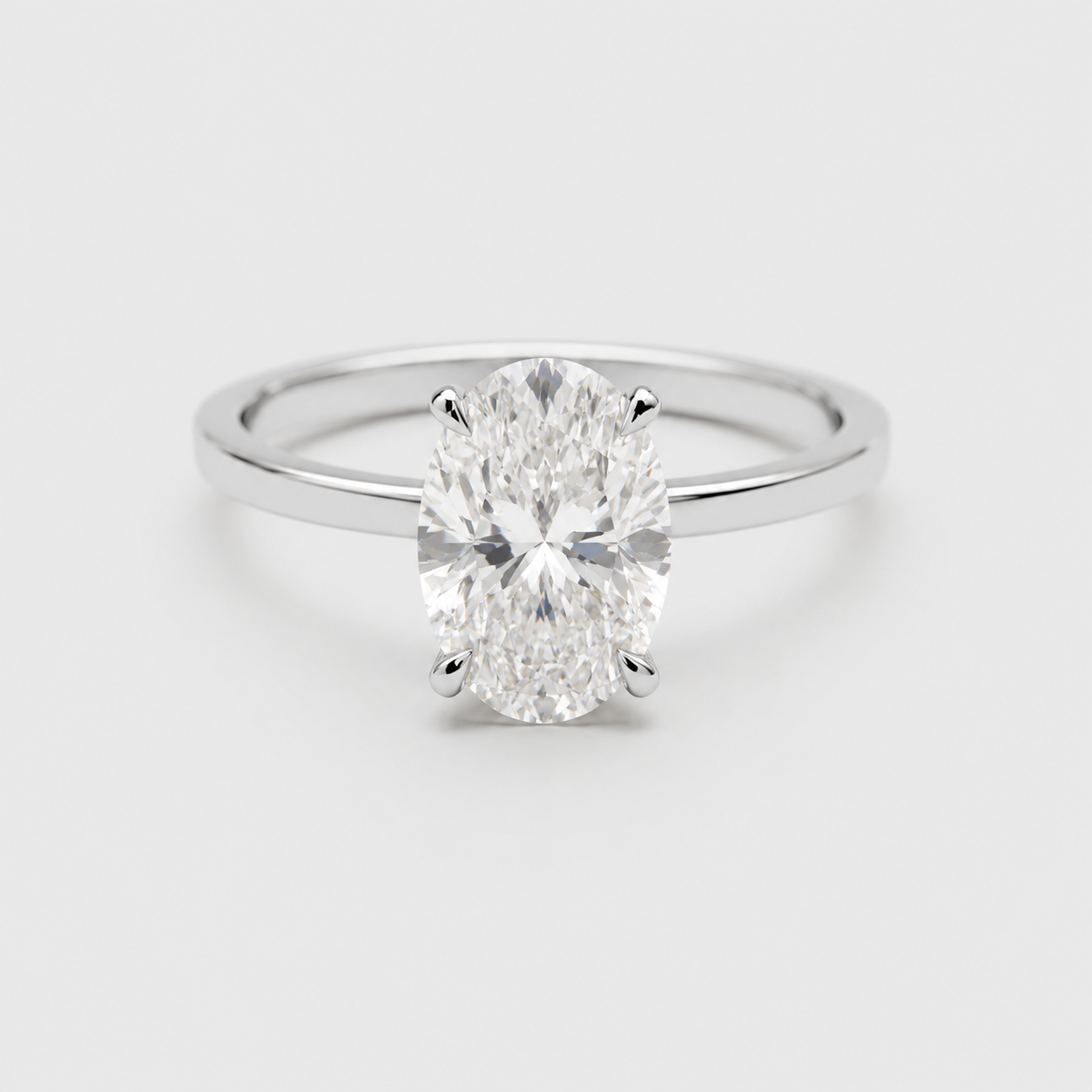 3Ct. ( VS- EF) Oval Cut Solitaire Lab Grown Diamond Engagement Ring