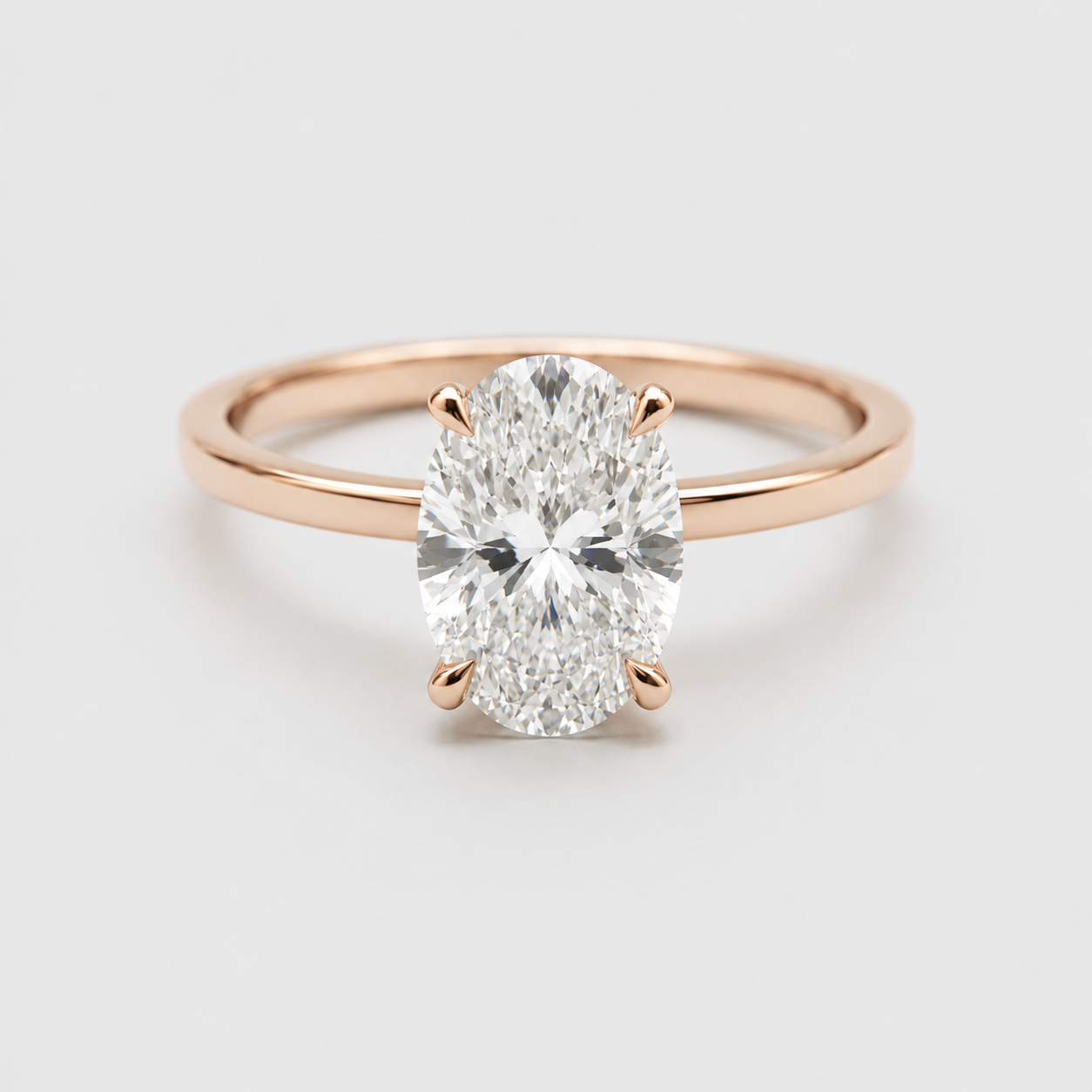 3Ct. ( VS- EF) Oval Cut Solitaire Lab Grown Diamond Engagement Ring