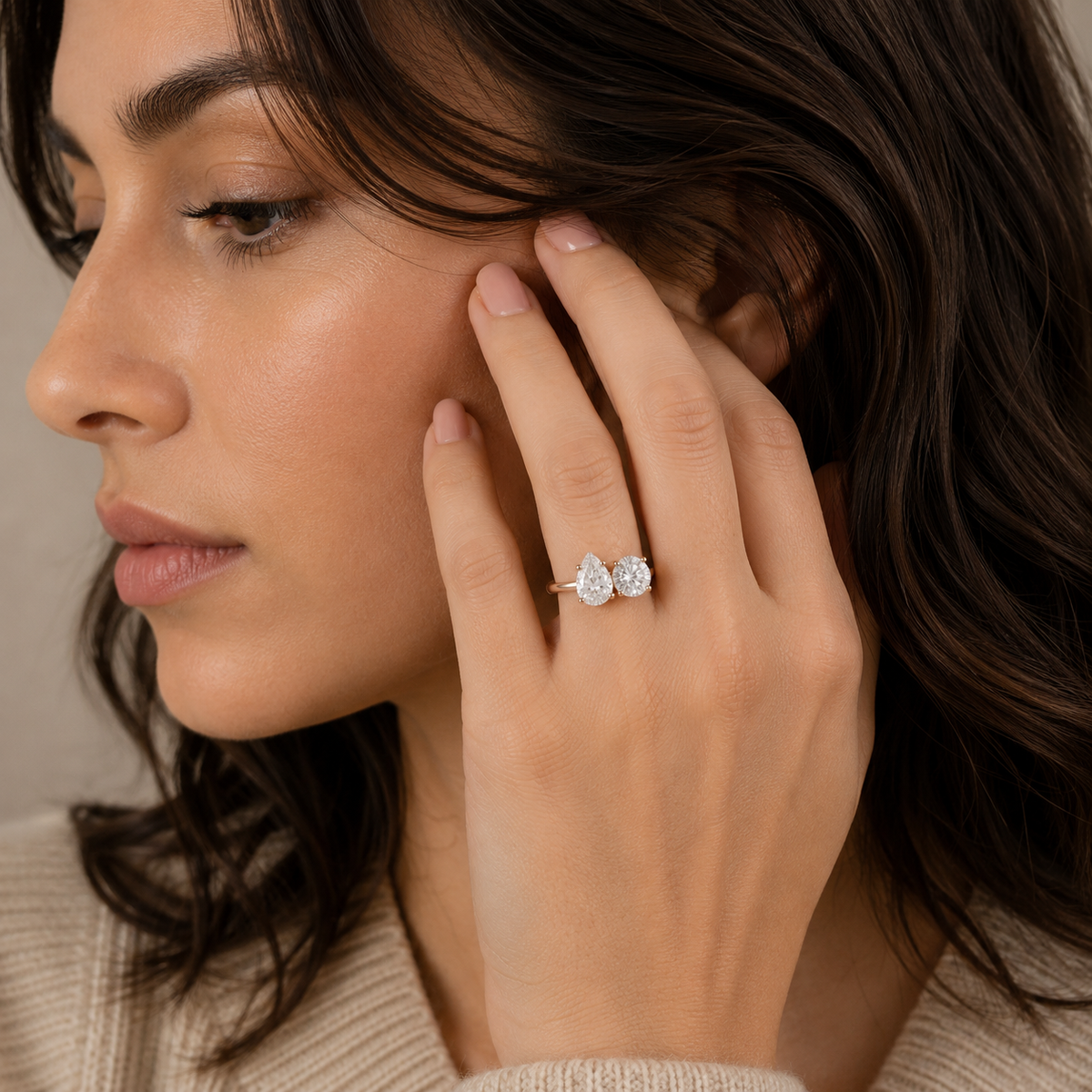 3 Ct. Lab-Grown Diamond Toi et Moi Pear & Round Cut (VS-EF)