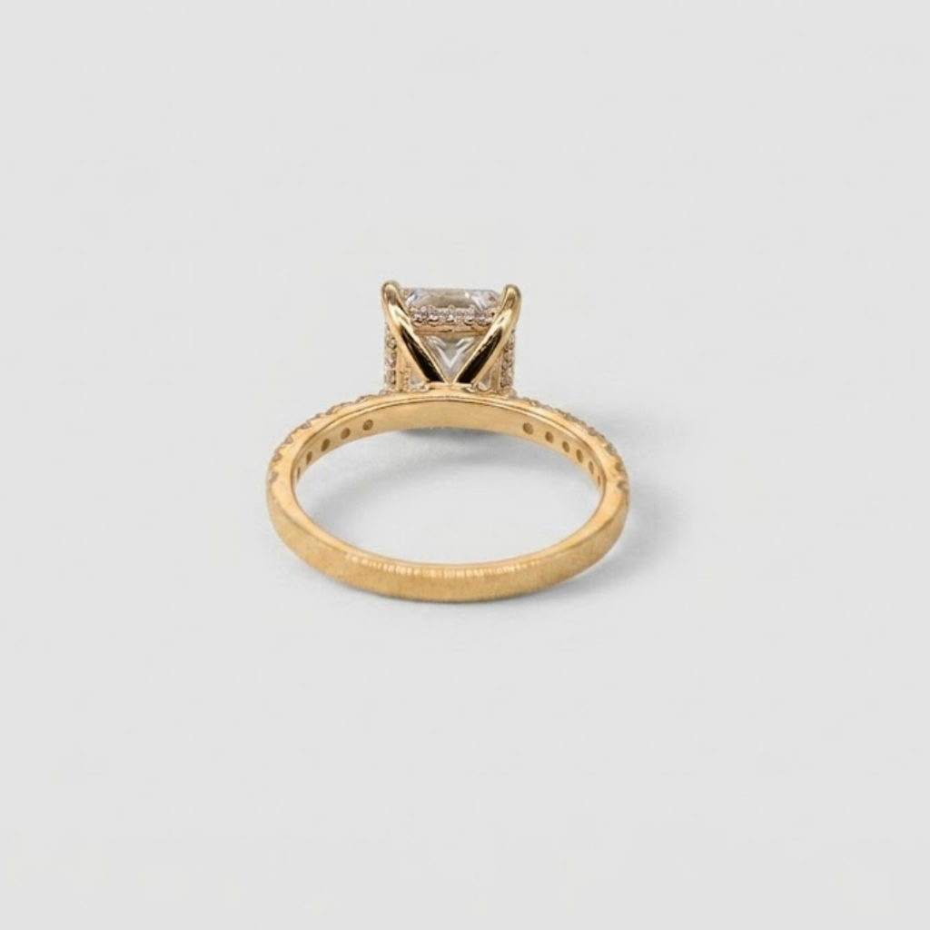 2.00tcw (VS-EF) Princess Cut Lab-Grown Diamond Pavé Engagement Ring in Gold
