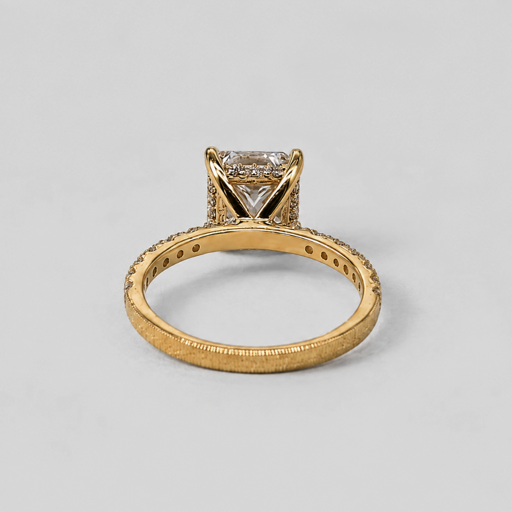 2.00tcw (VS-EF) Princess Cut Lab-Grown Diamond Pavé Engagement Ring in Gold