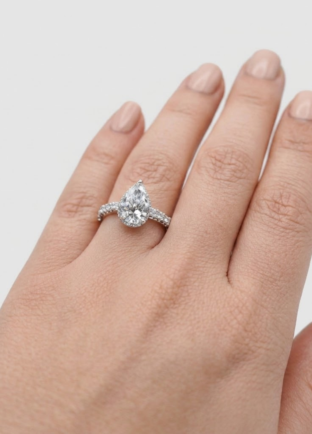 1 Ct. Lab-Grown Diamond Halo Pear Cut Engagement Ring (VS- EF)