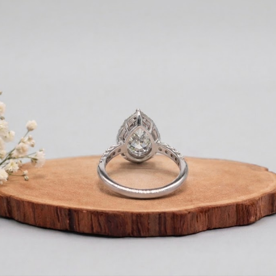 1 Ct. Lab-Grown Diamond Halo Pear Cut Engagement Ring (VS- EF)