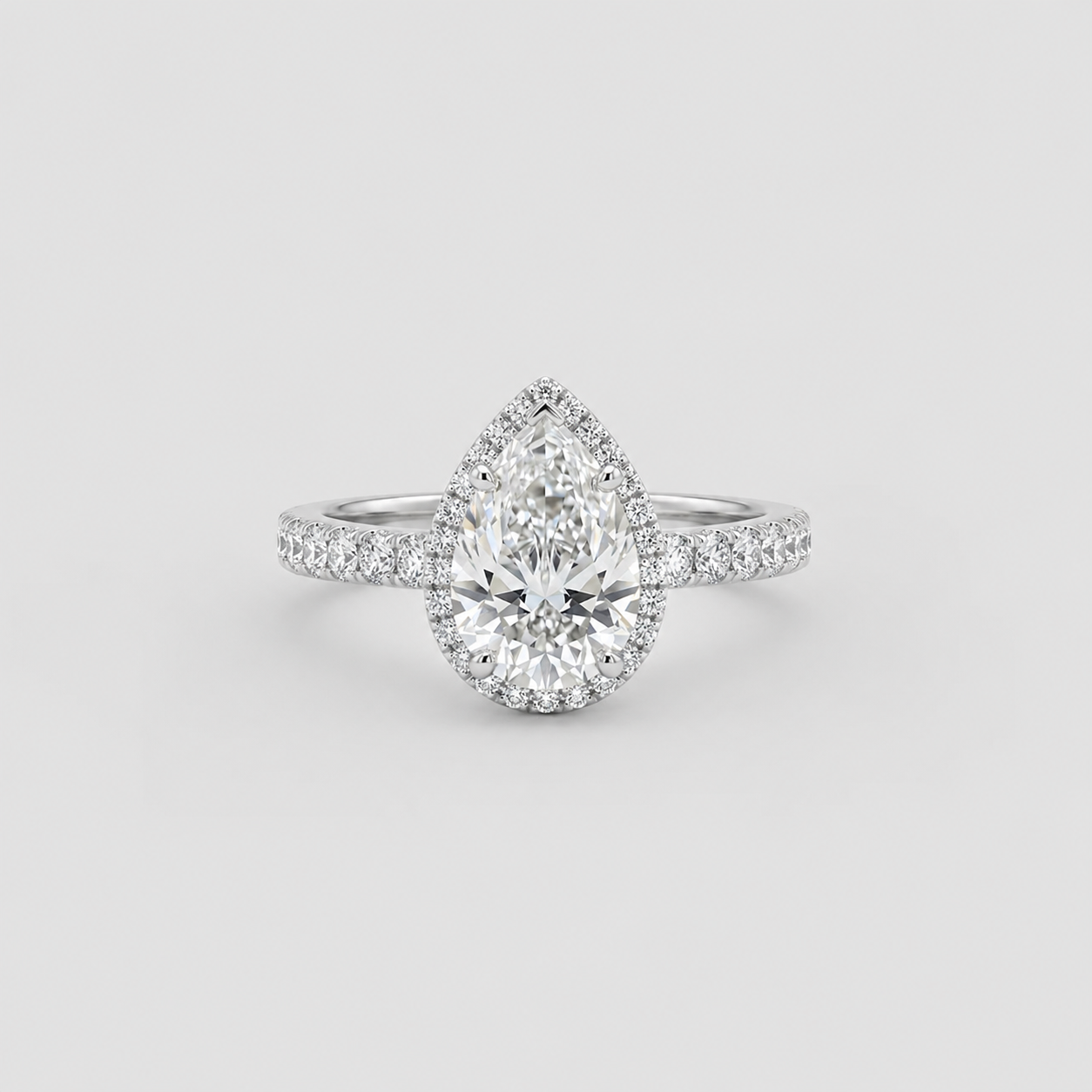 1 Ct. Lab-Grown Diamond Halo Pear Cut Engagement Ring (VS- EF)