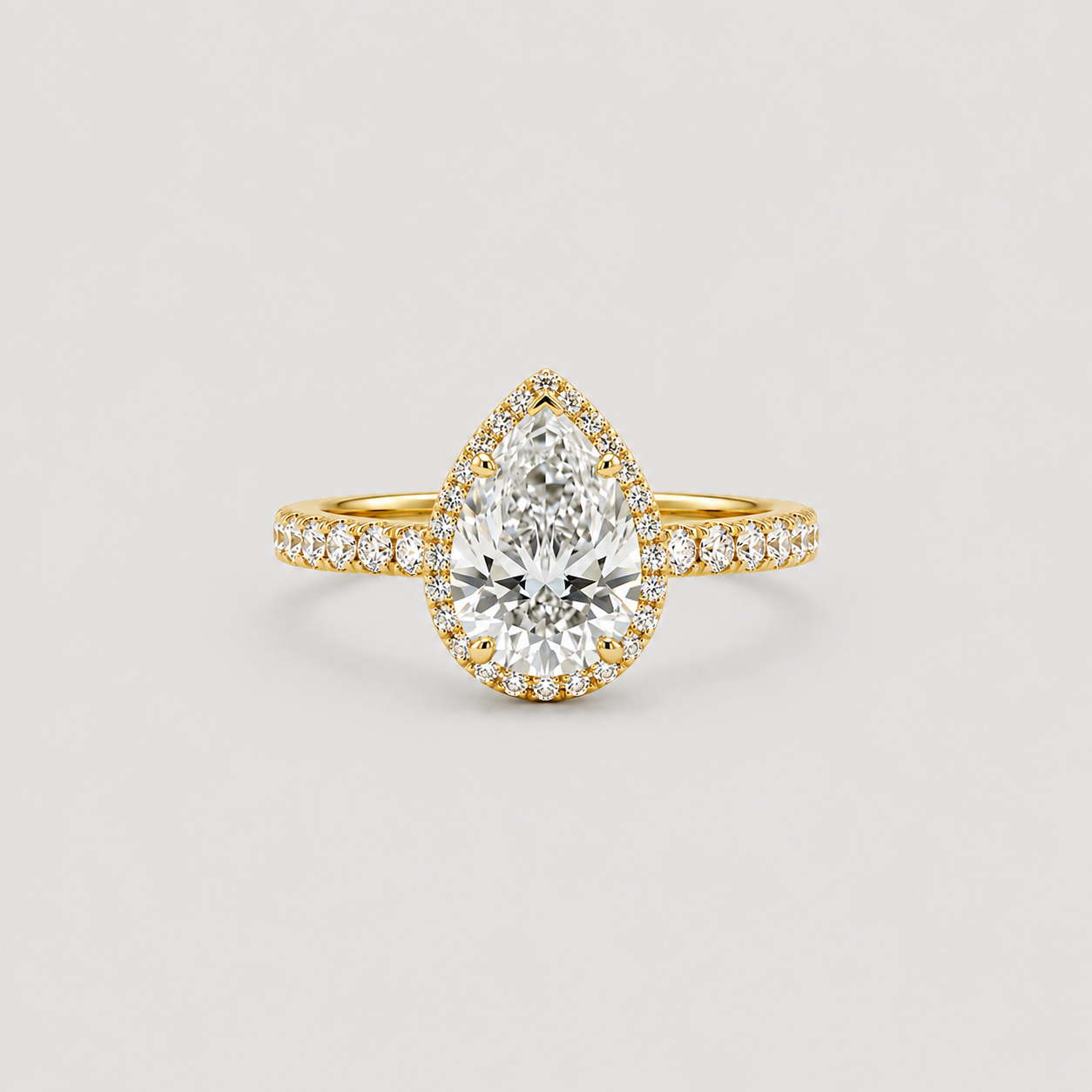 1 Ct. Lab-Grown Diamond Halo Pear Cut Engagement Ring (VS- EF)