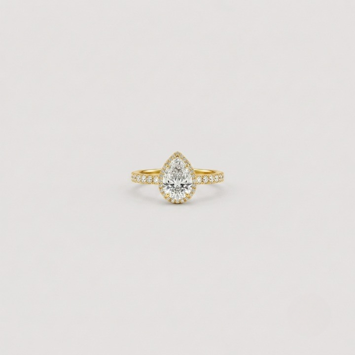 1 Ct. Lab-Grown Diamond Halo Pear Cut Engagement Ring (VS- EF)