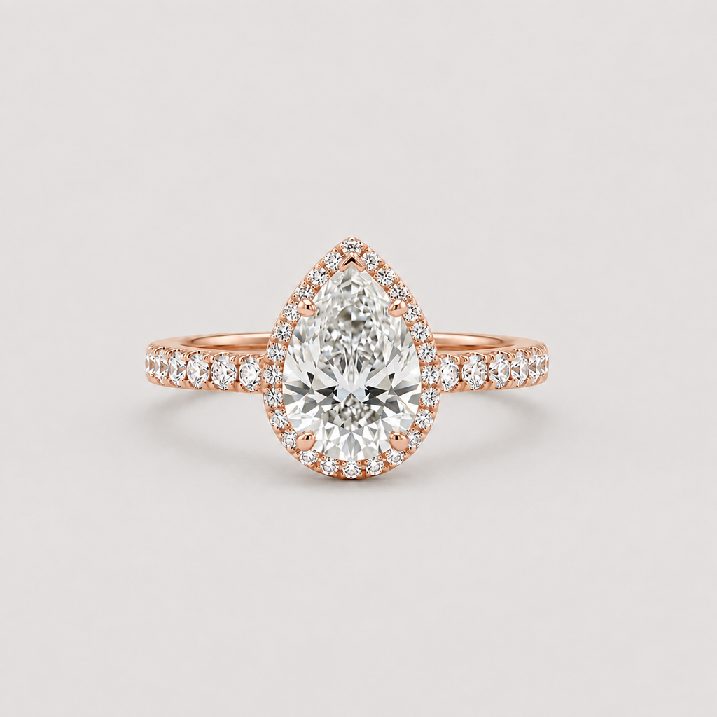 1 Ct. Lab-Grown Diamond Halo Pear Cut Engagement Ring (VS- EF)