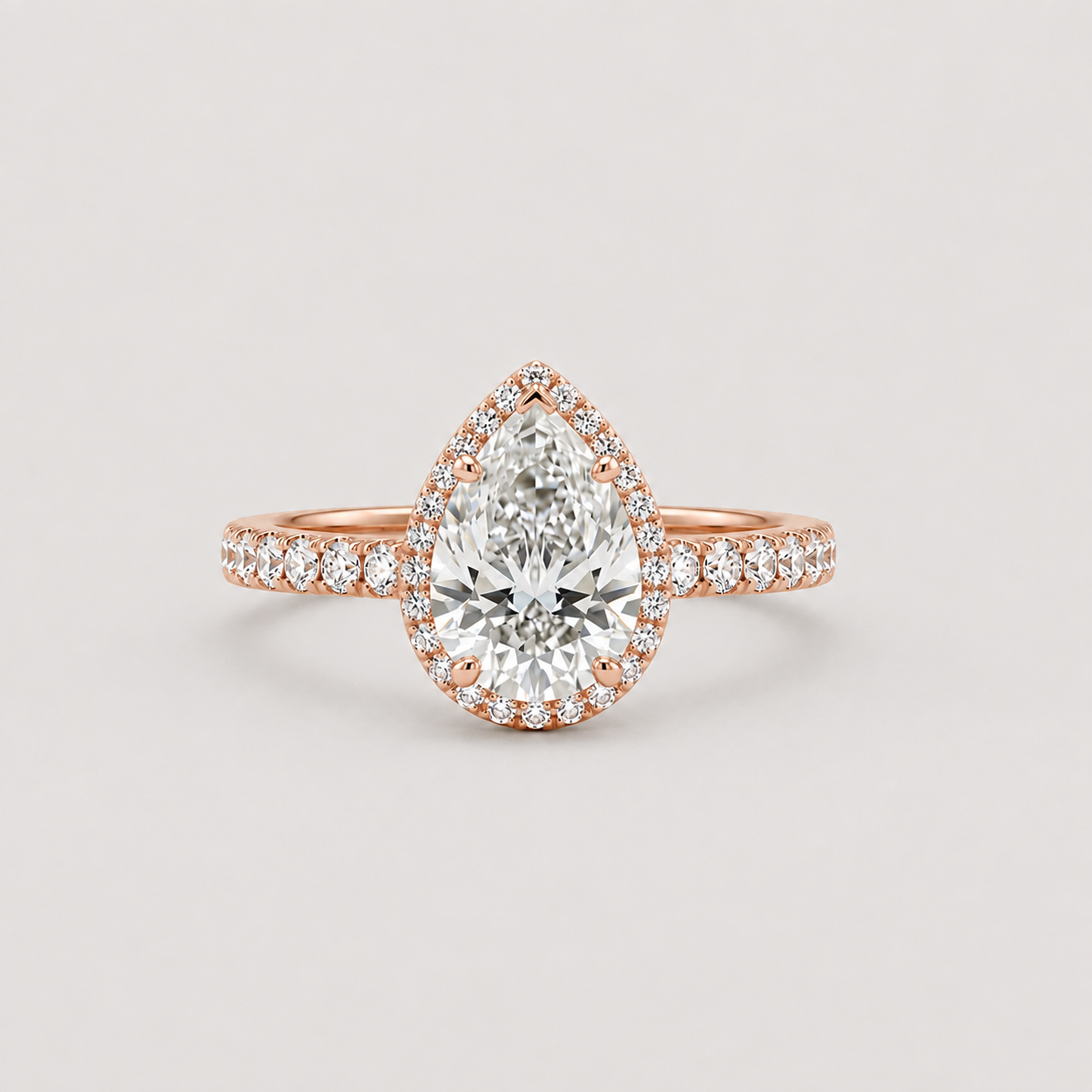 1 Ct. Lab-Grown Diamond Halo Pear Cut Engagement Ring (VS- EF)