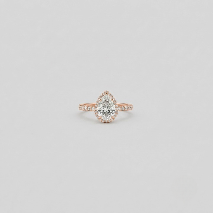 1 Ct. Lab-Grown Diamond Halo Pear Cut Engagement Ring (VS- EF)