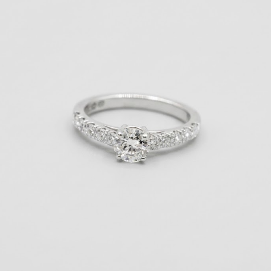 1.00tcw  (VS- EF) Round Brilliant Lab-Grown Diamond Pavé Engagement Ring in Gold