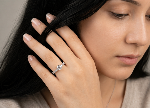 1.00tcw  (VS- EF) Round Brilliant Lab-Grown Diamond Pavé Engagement Ring in Gold