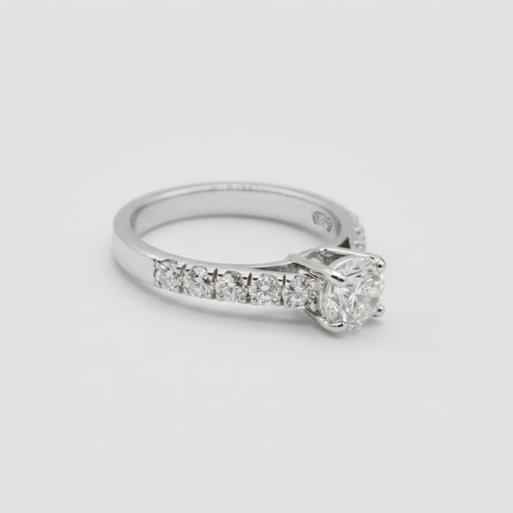 1.00tcw  (VS- EF) Round Brilliant Lab-Grown Diamond Pavé Engagement Ring in Gold