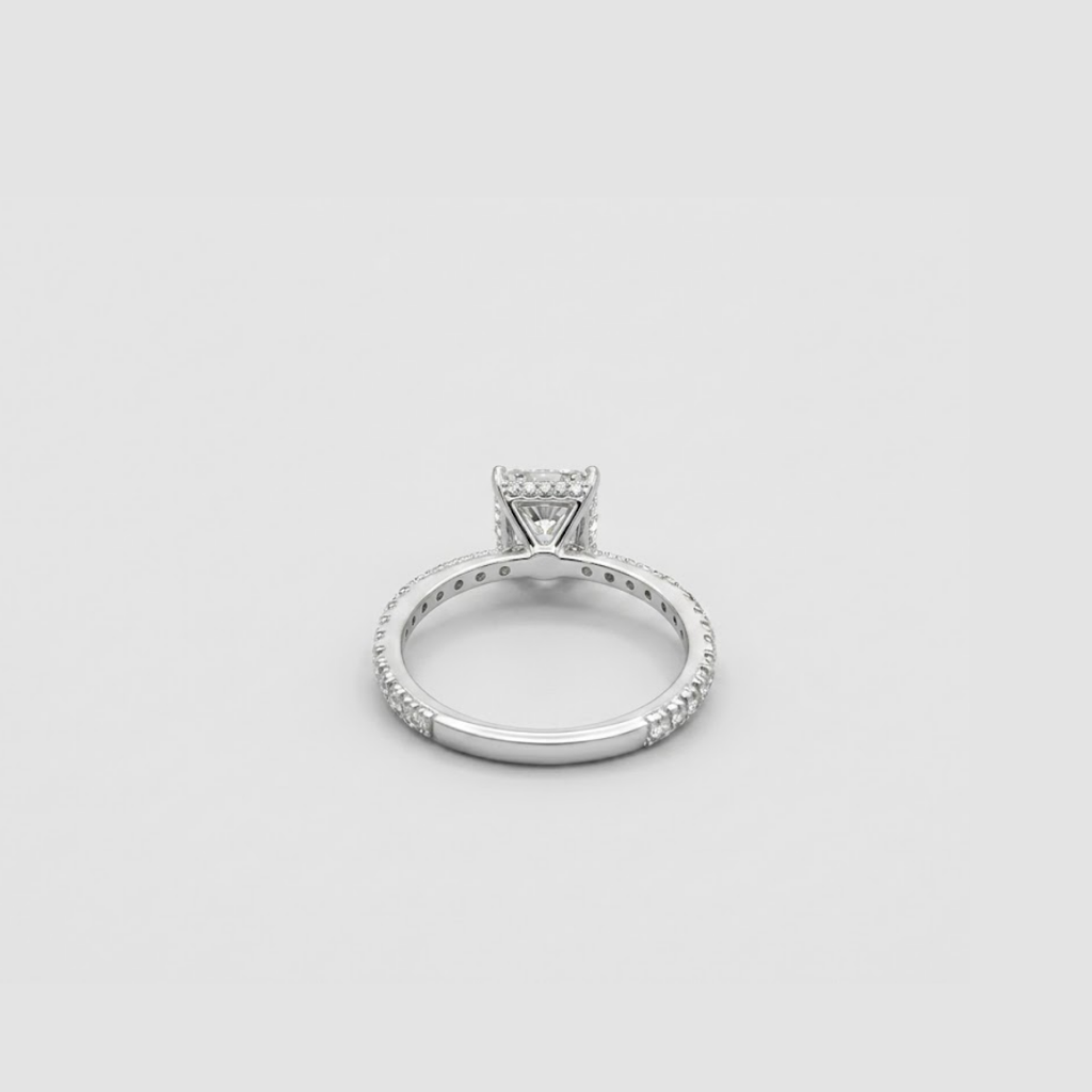 1.00 (VS- EF) Radiant Cut Lab-Grown Diamond Engagement Ring with Pavé Band