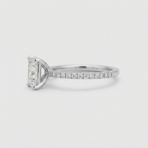 1.00 (VS- EF) Radiant Cut Lab-Grown Diamond Engagement Ring with Pavé Band