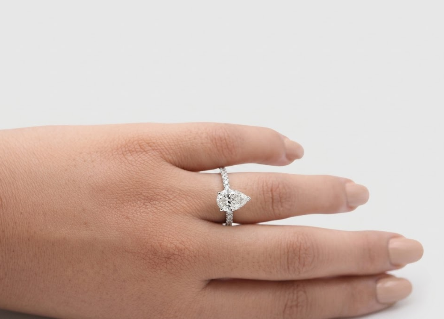 1.00tcw (VS- EF) Pear Shape Lab-Grown Diamond Pave Engagement Ring in Two-Tone Gold