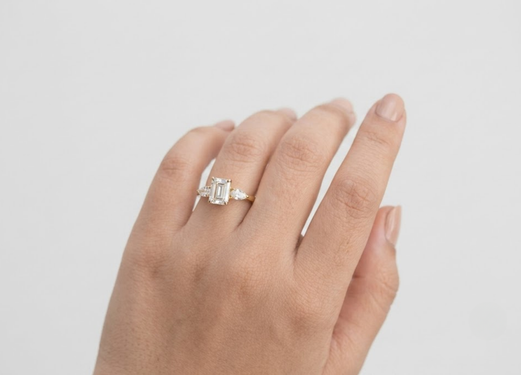 1.00tcw (VS- EF) Lab-Grown Radiant Diamond Three-Stone Engagement Ring in Gold