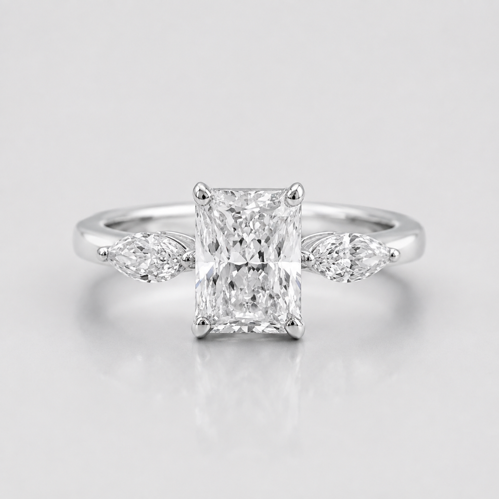1.00tcw (VS- EF) Lab-Grown Radiant Diamond Three-Stone Engagement Ring in Gold
