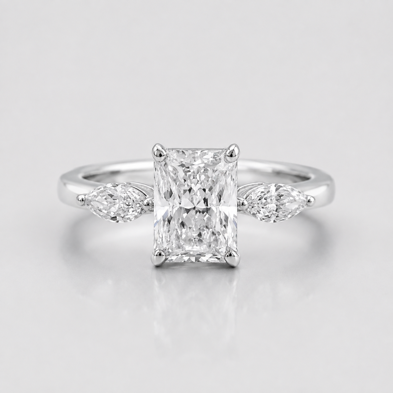 1.00tcw (VS- EF) Lab-Grown Radiant Diamond Three-Stone Engagement Ring in Gold