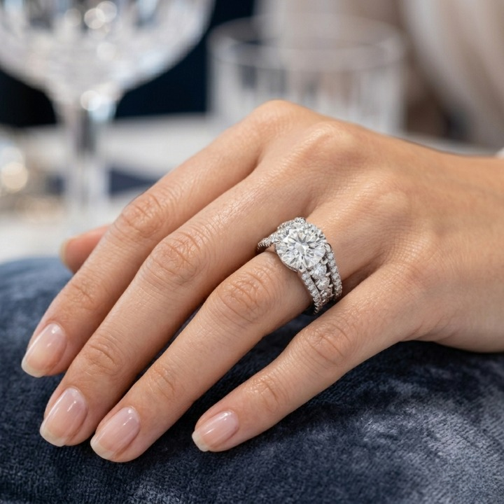 4 Ct. Round Lab-Grown Diamond Engagement Ring (VS- EF)