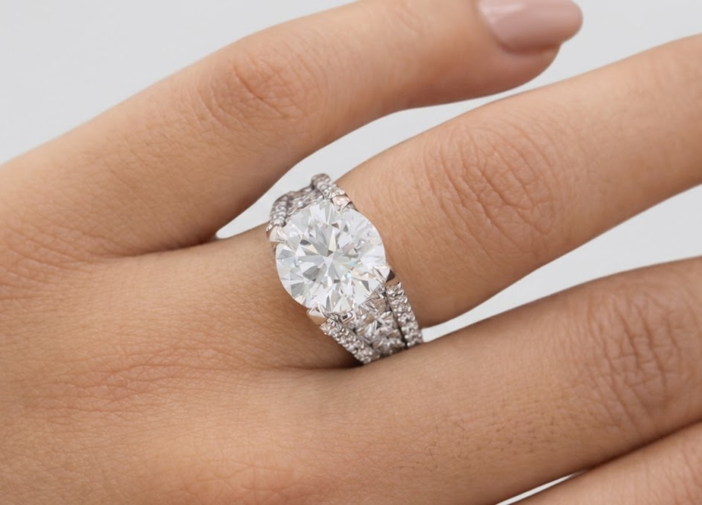2.00tcw (VS- EF) Round Lab-Grown Diamond Pave Engagement Ring in Gold