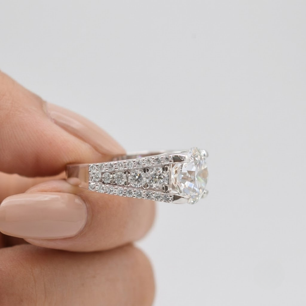 2.00tcw (VS- EF) Round Lab-Grown Diamond Pave Engagement Ring in Gold