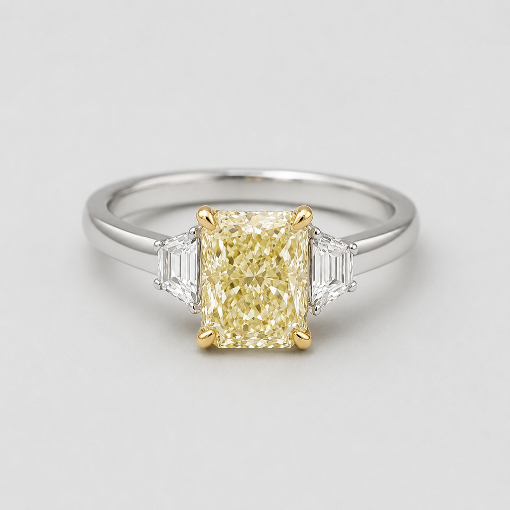 2 Ct. Fancy Yellow Lab-Grown Diamond Three-Stone Ring (VS)