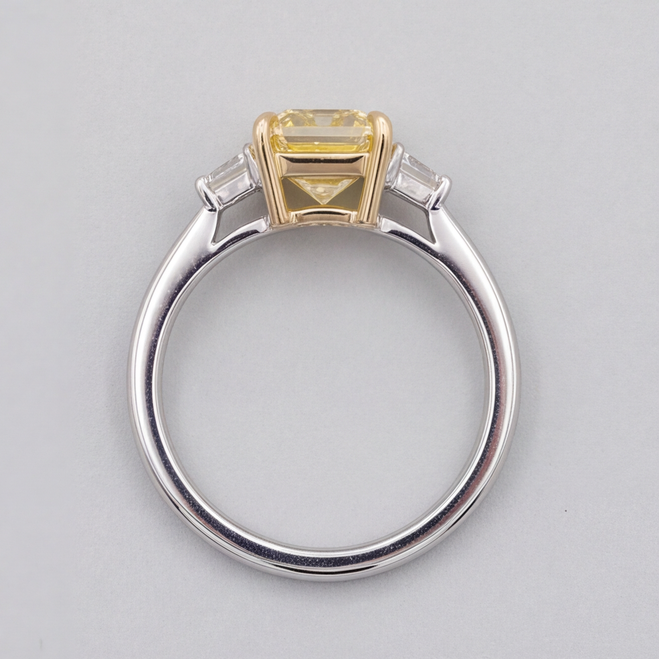 2.00tcw  (VS- Fancy Yellow) Lab-Grown Radiant Yellow Diamond Three-Stone Ring in Gold