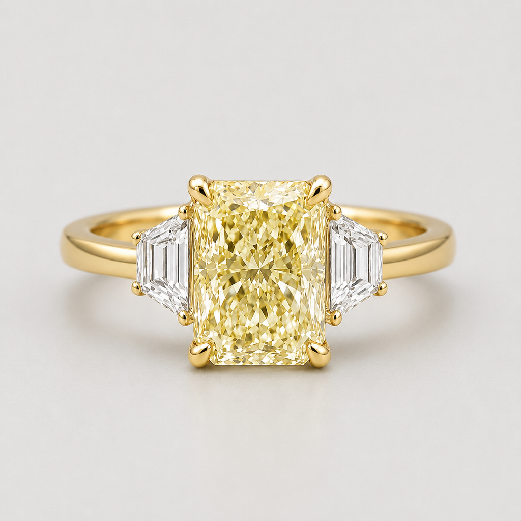 2 Ct. Fancy Yellow Lab-Grown Diamond Three-Stone Ring (VS)