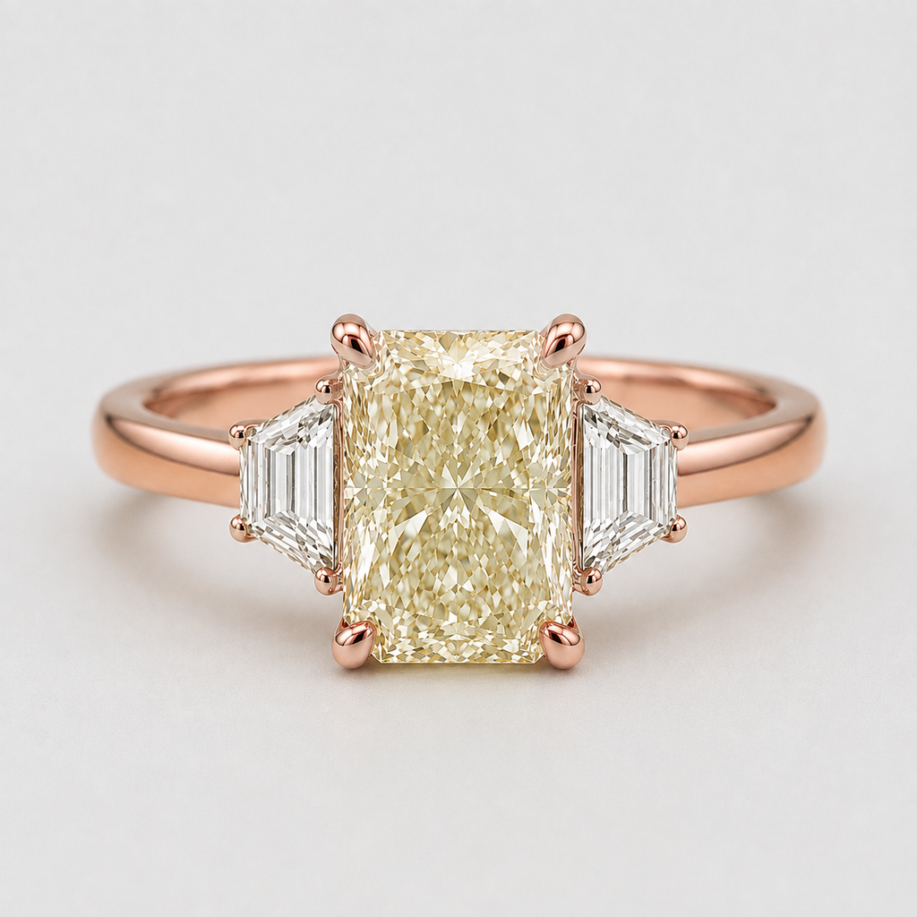 2 Ct. Fancy Yellow Lab-Grown Diamond Three-Stone Ring (VS)