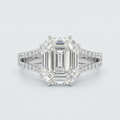 3 Ct. Baguette & Round Lab-Grown Diamond Halo Ring (VS- EF)