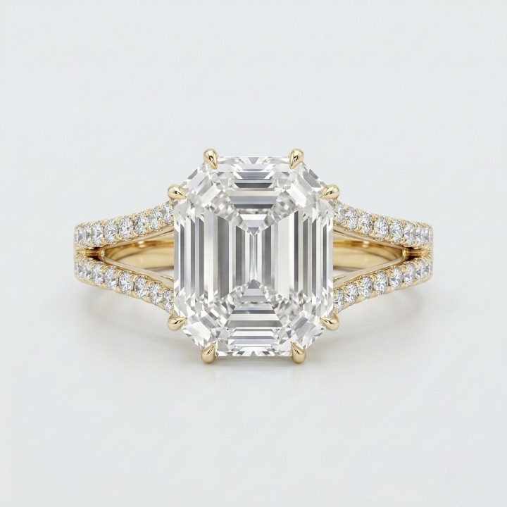 3 Ct. Baguette & Round Lab-Grown Diamond Halo Ring (VS- EF)