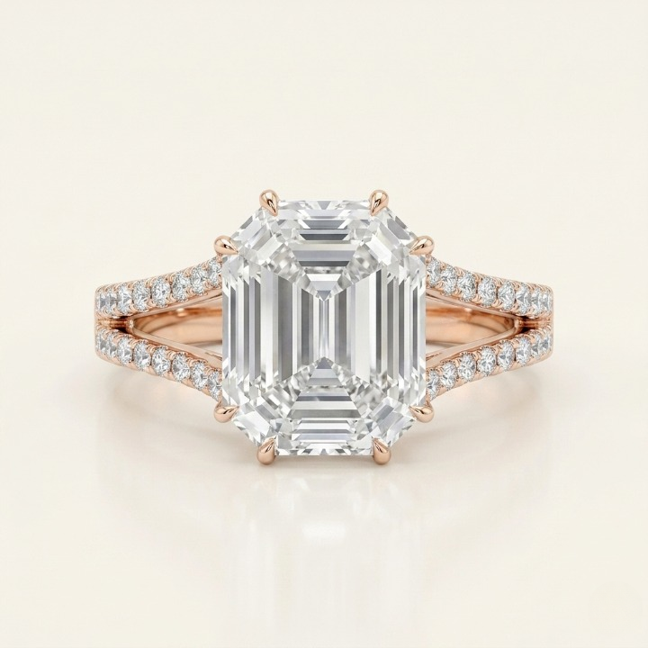 3 Ct. Baguette & Round Lab-Grown Diamond Halo Ring (VS- EF)