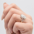 3.00tcw (VS- EF) Baguette & Round Lab-Grown Diamond Halo Ring in Gold