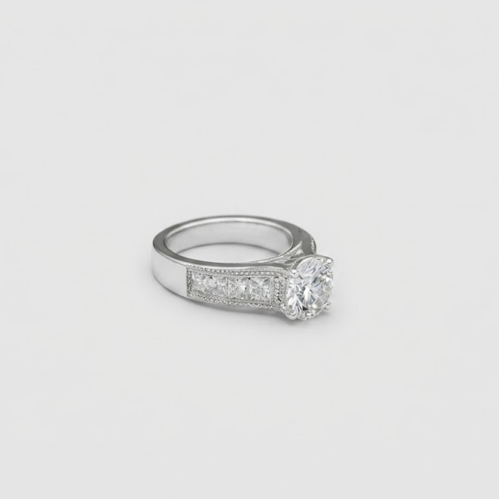 2.00tcw (VS- EF) Round Lab-Grown Diamond Channel Set Engagement Ring in Gold