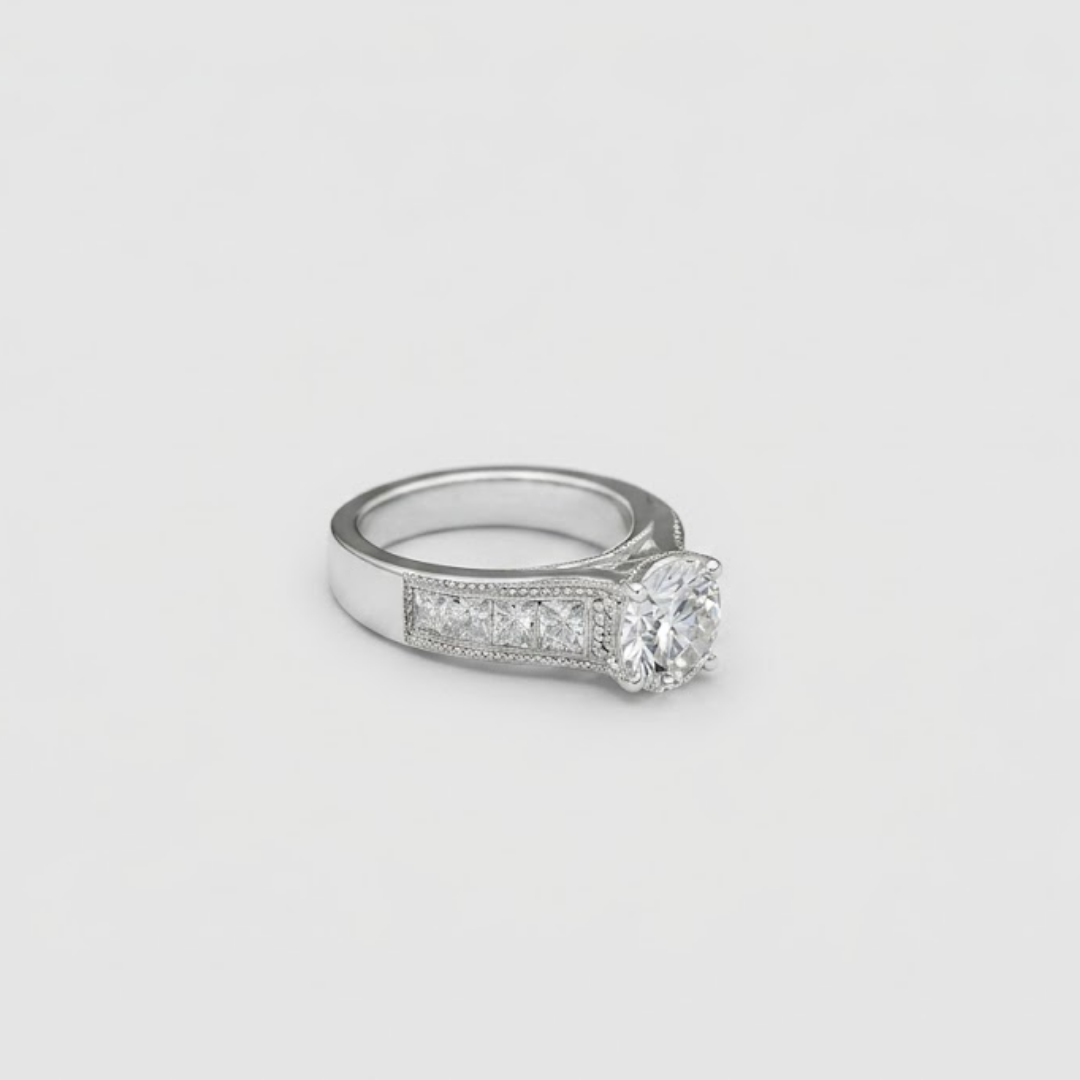 2.00tcw (VS- EF) Round Lab-Grown Diamond Channel Set Engagement Ring in Gold