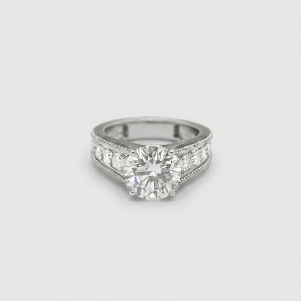 2.00tcw (VS- EF) Round Lab-Grown Diamond Channel Set Engagement Ring in Gold