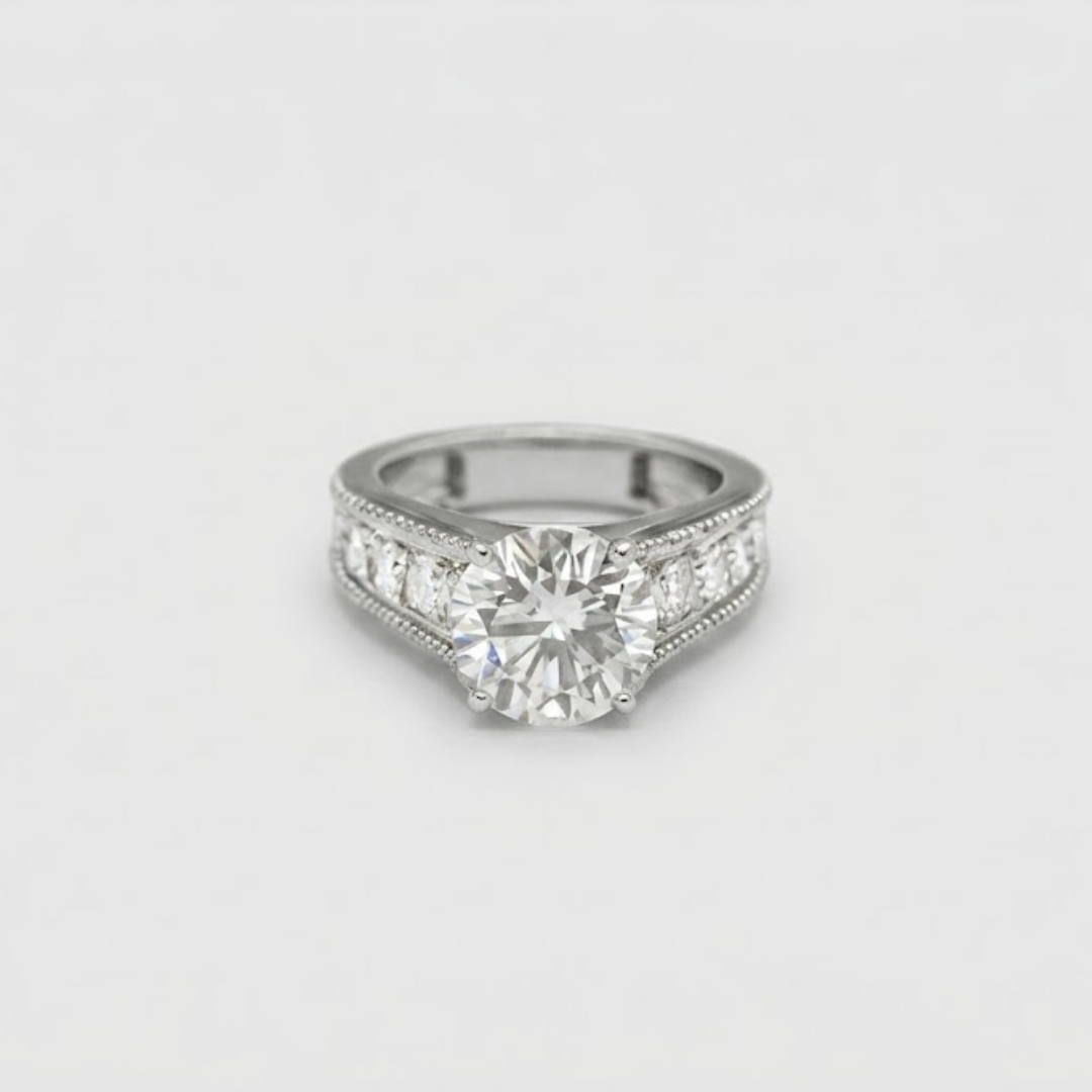 2.00tcw (VS- EF) Round Lab-Grown Diamond Channel Set Engagement Ring in Gold