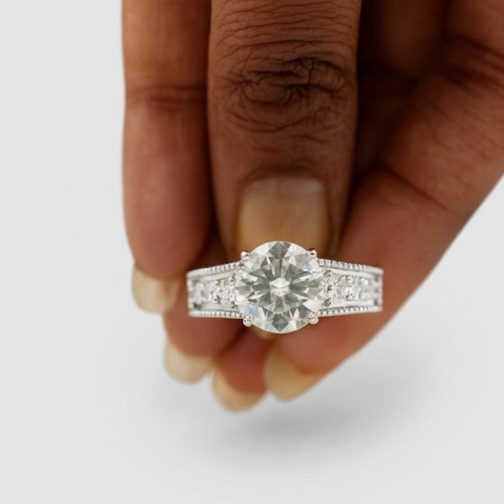 2.00tcw (VS- EF) Round Lab-Grown Diamond Channel Set Engagement Ring in Gold