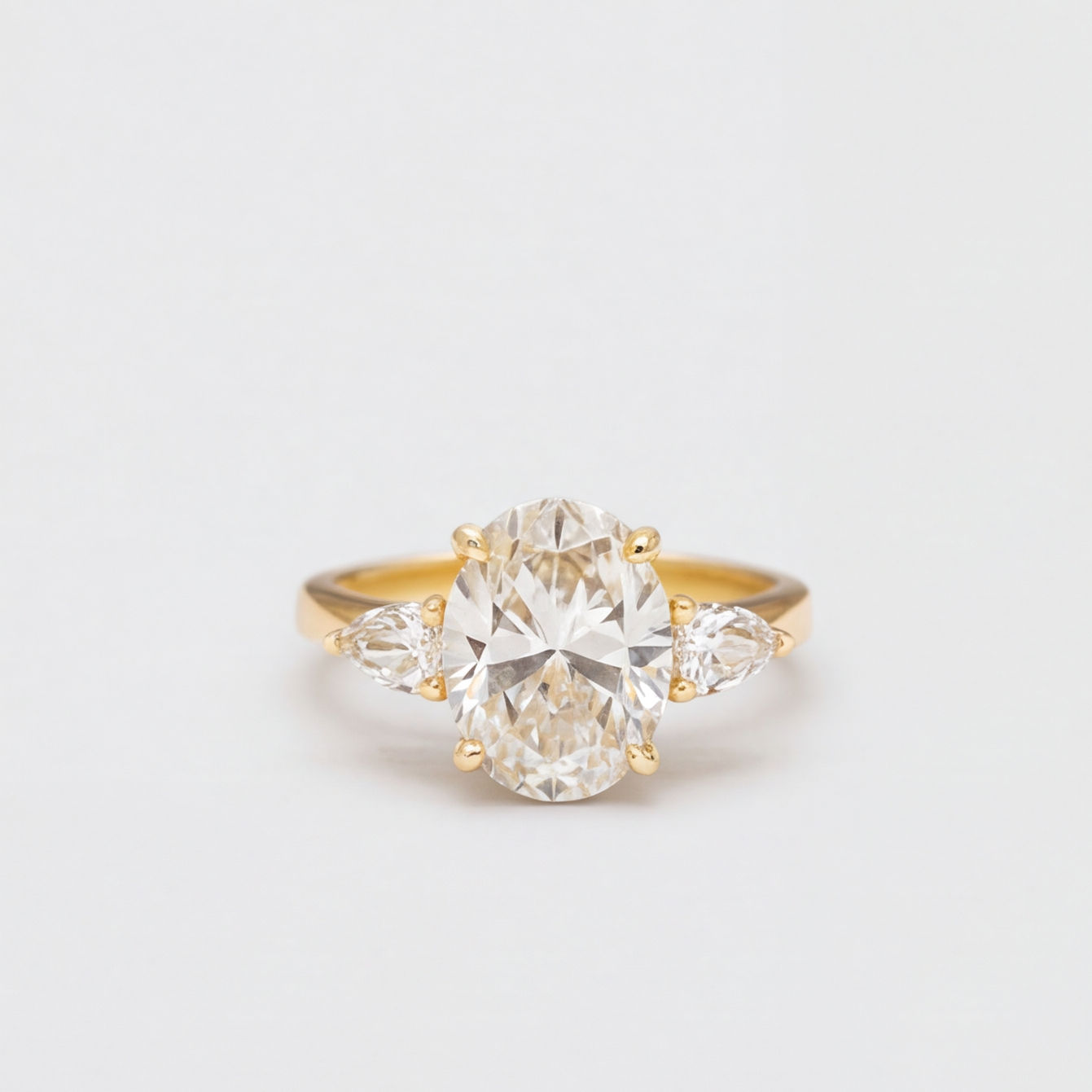 2.00tcw (VS- EF) Oval Cut Three Stone Diamond Engagement Ring in Gold