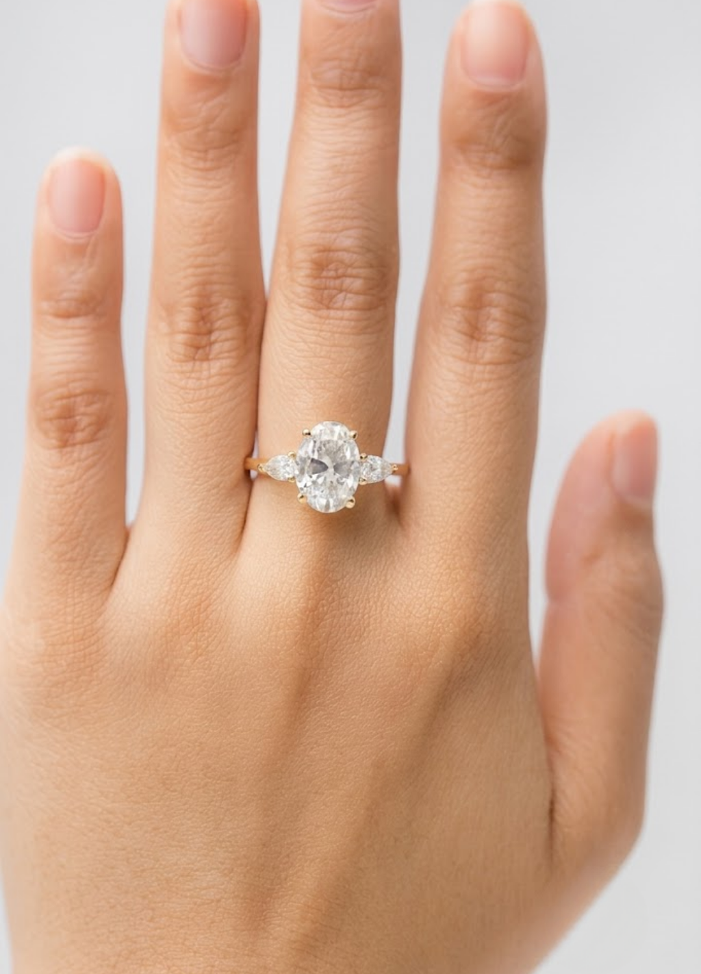 2.00tcw (VS- EF) Oval Cut Three Stone Diamond Engagement Ring in Gold