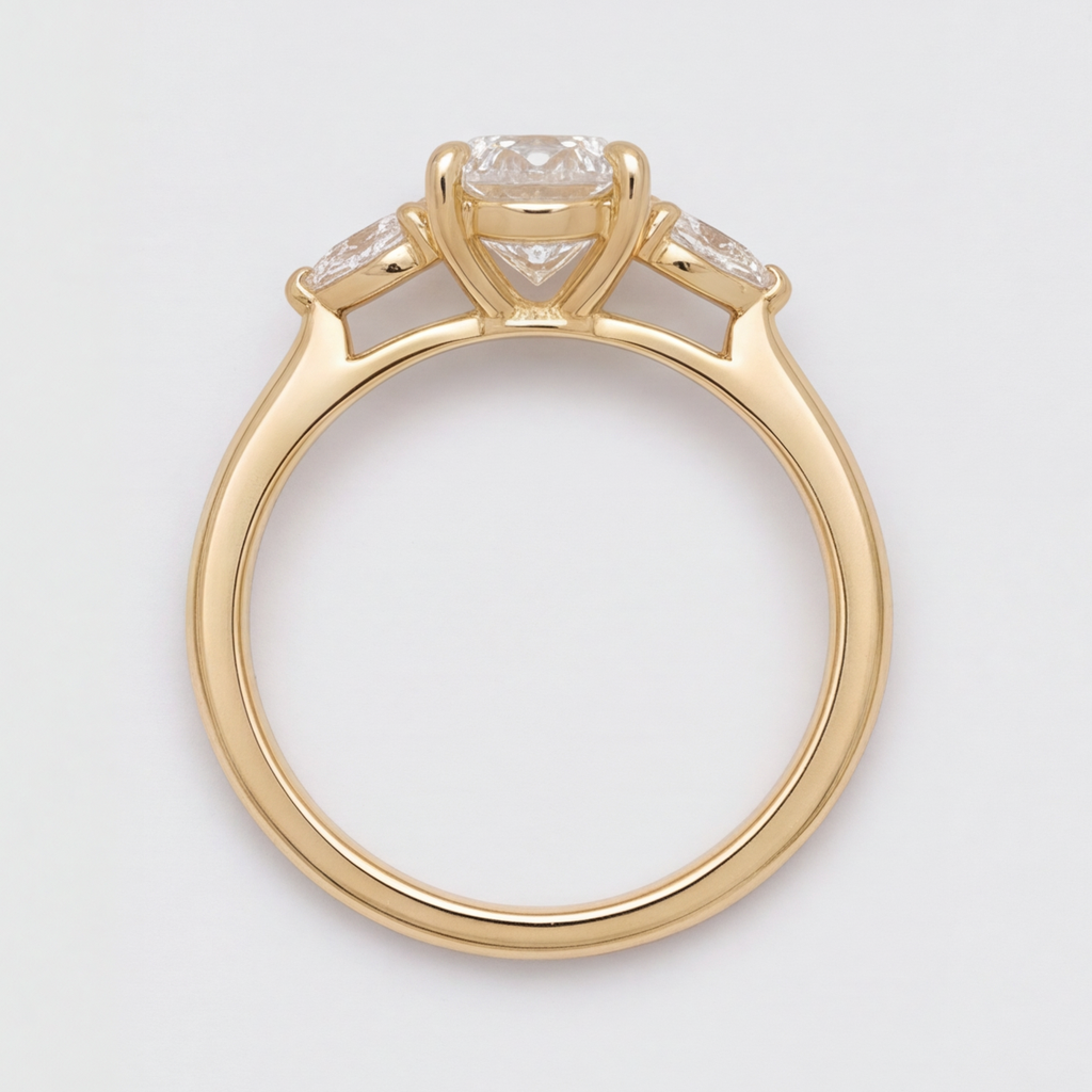 2.00tcw (VS- EF) Oval Cut Three Stone Diamond Engagement Ring in Gold