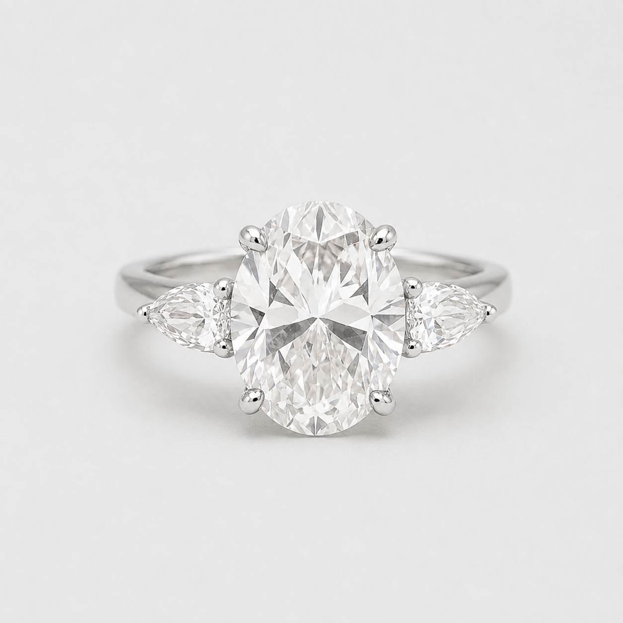 2.00tcw (VS- EF) Oval Cut Three Stone Diamond Engagement Ring in Gold