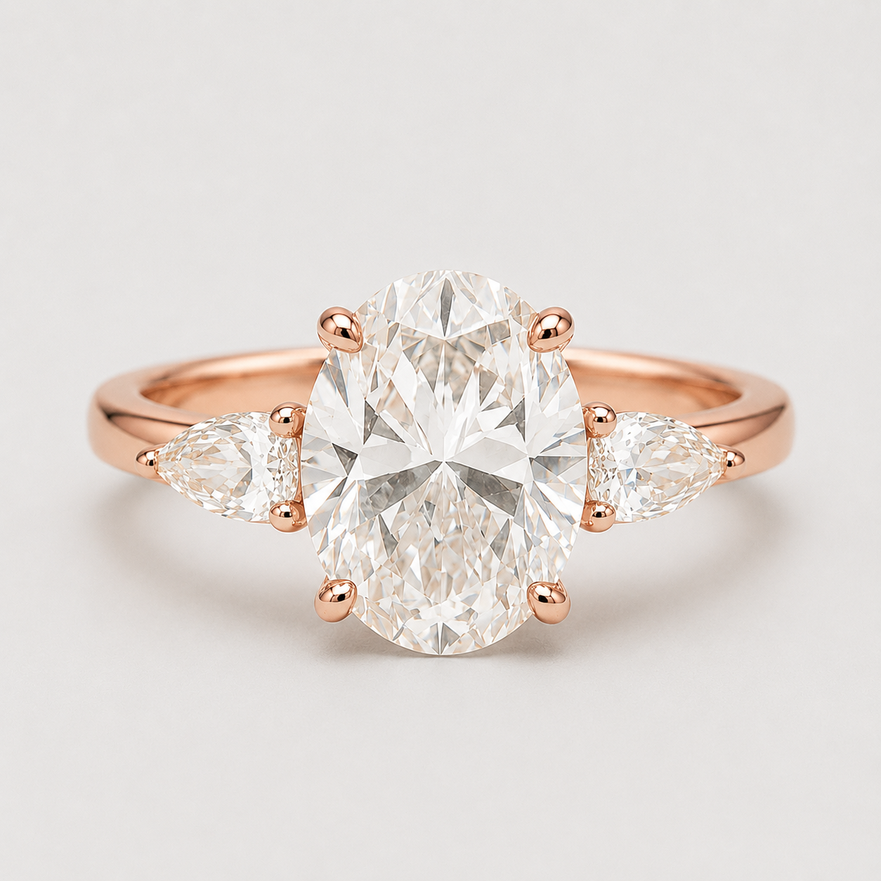 2.00tcw (VS- EF) Oval Cut Three Stone Diamond Engagement Ring in Gold