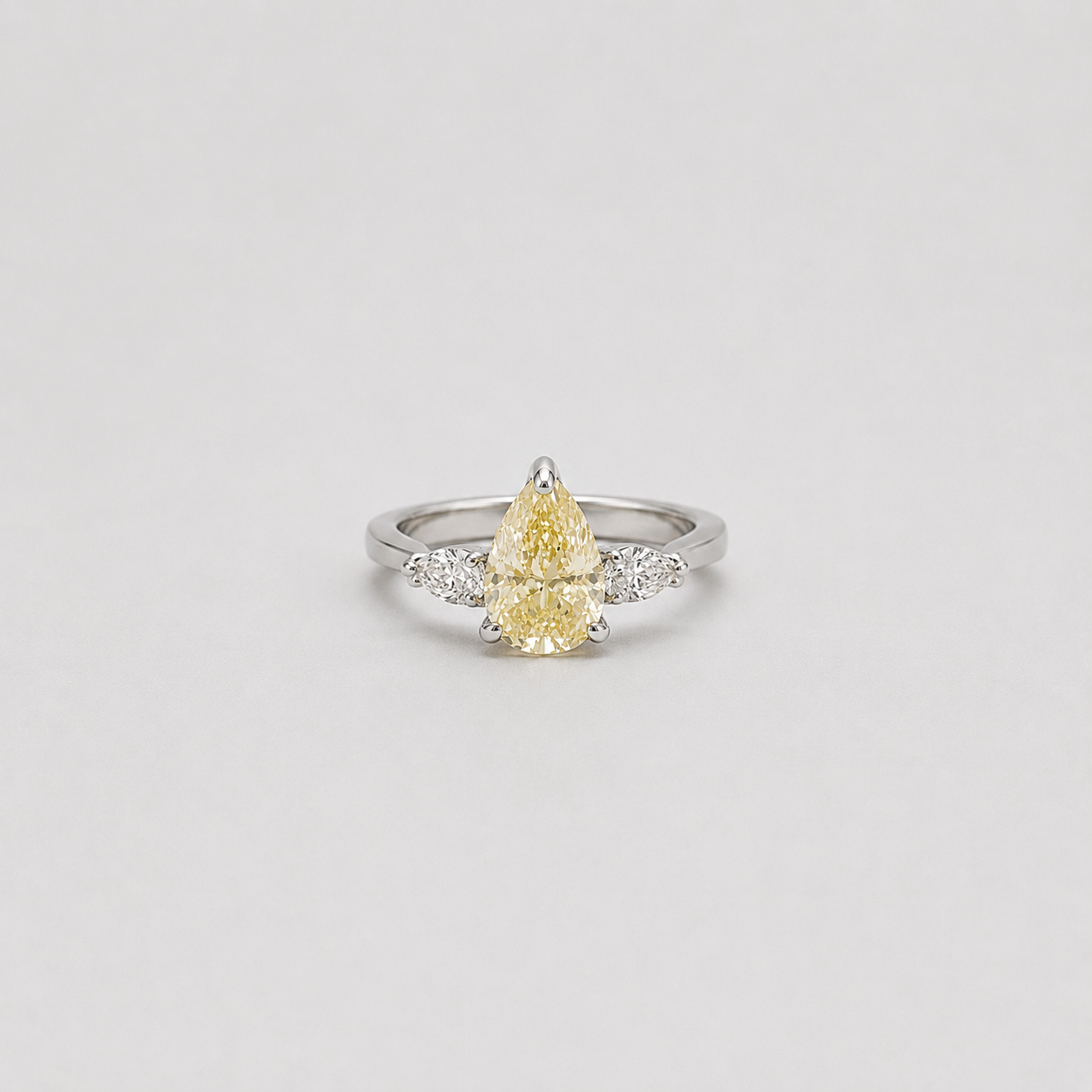 4 Ct. Fancy Yellow Lab Grown Diamond Three Stone Diamond Ring (VS)